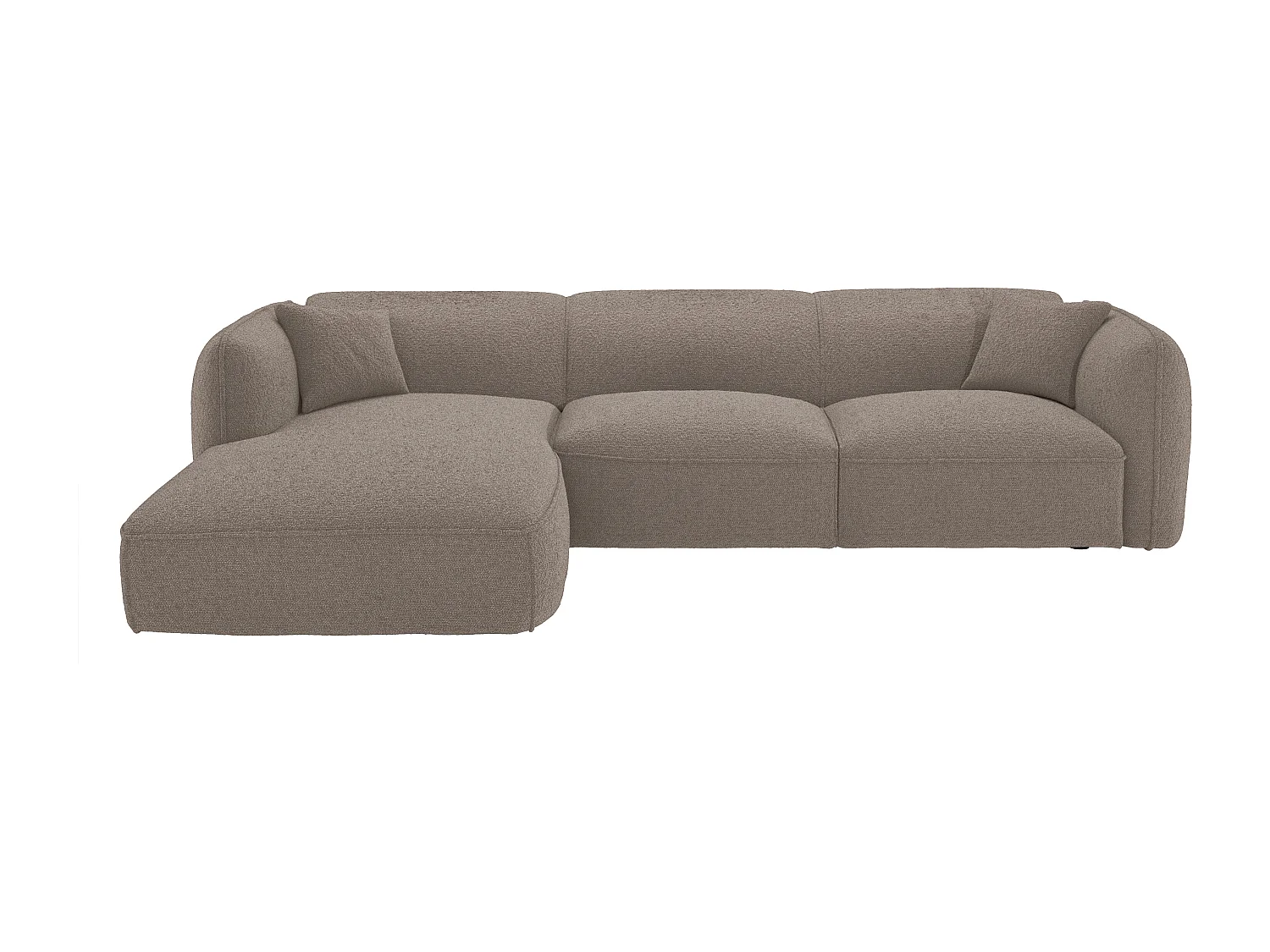 Canapé d'angle gauche convertible en tissu chenille taupe CAMILIO de Maison Céphy