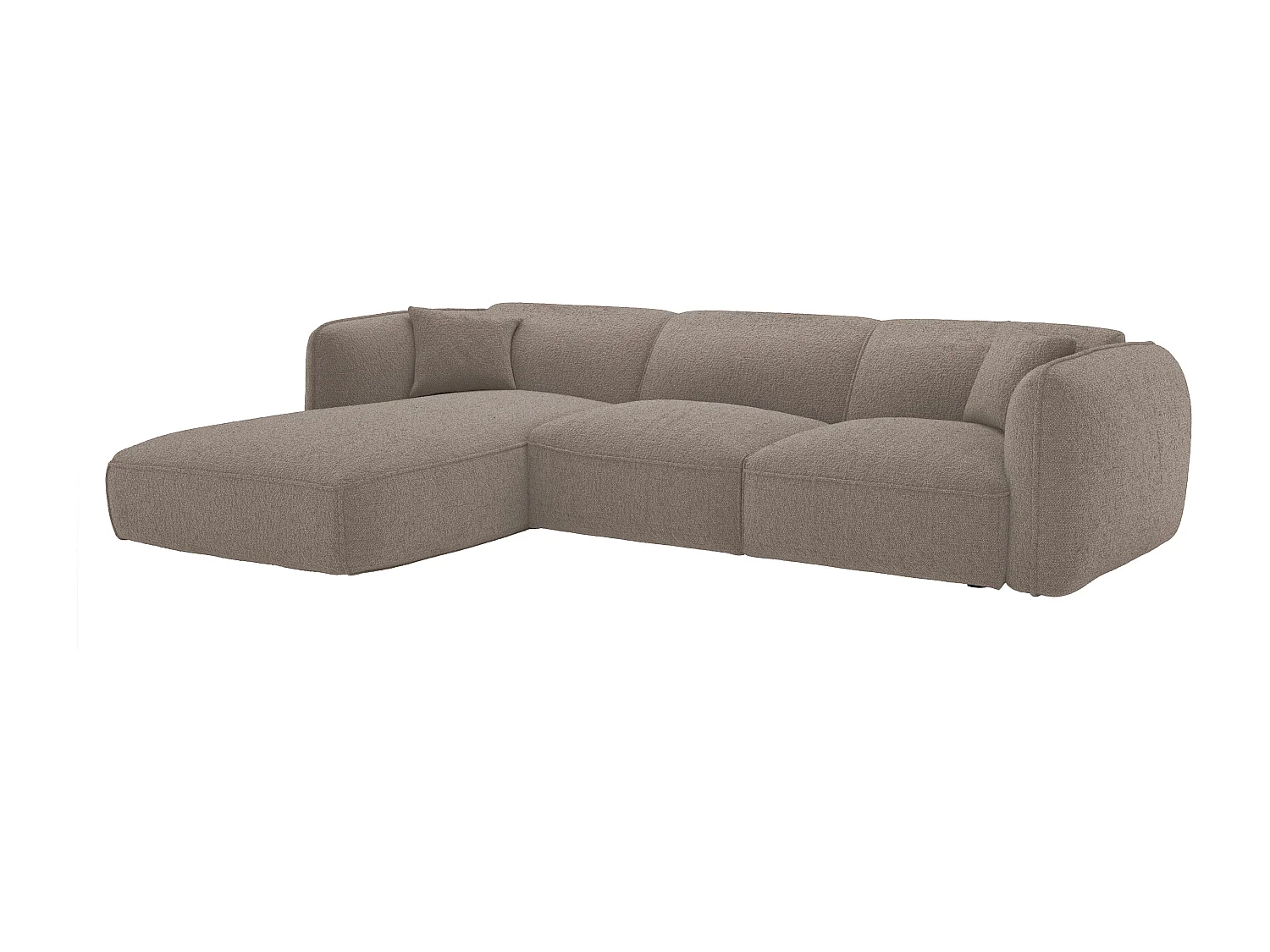 Canapé d'angle gauche convertible en tissu chenille taupe CAMILIO de Maison Céphy