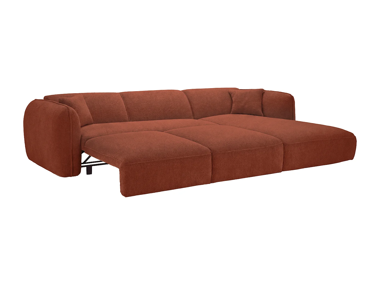 Canapé d'angle droit convertible en tissu chenille terracotta CAMILIO de Maison Céphy