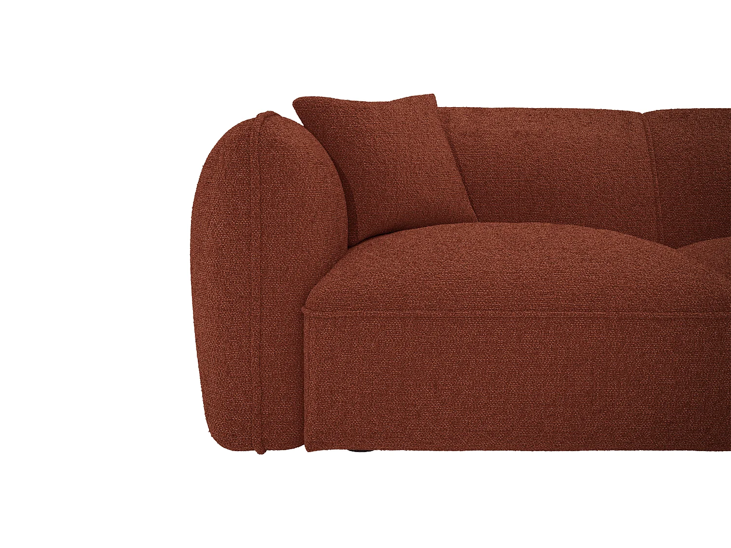 Canapé d'angle droit convertible en tissu chenille terracotta CAMILIO de Maison Céphy
