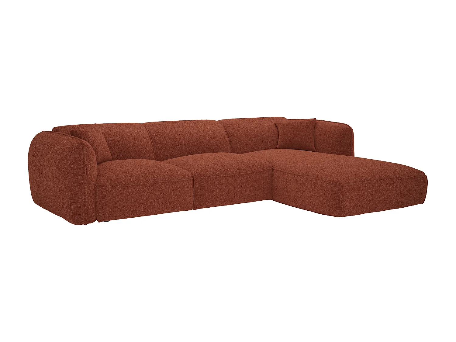 Canapé d'angle droit convertible en tissu chenille terracotta CAMILIO de Maison Céphy