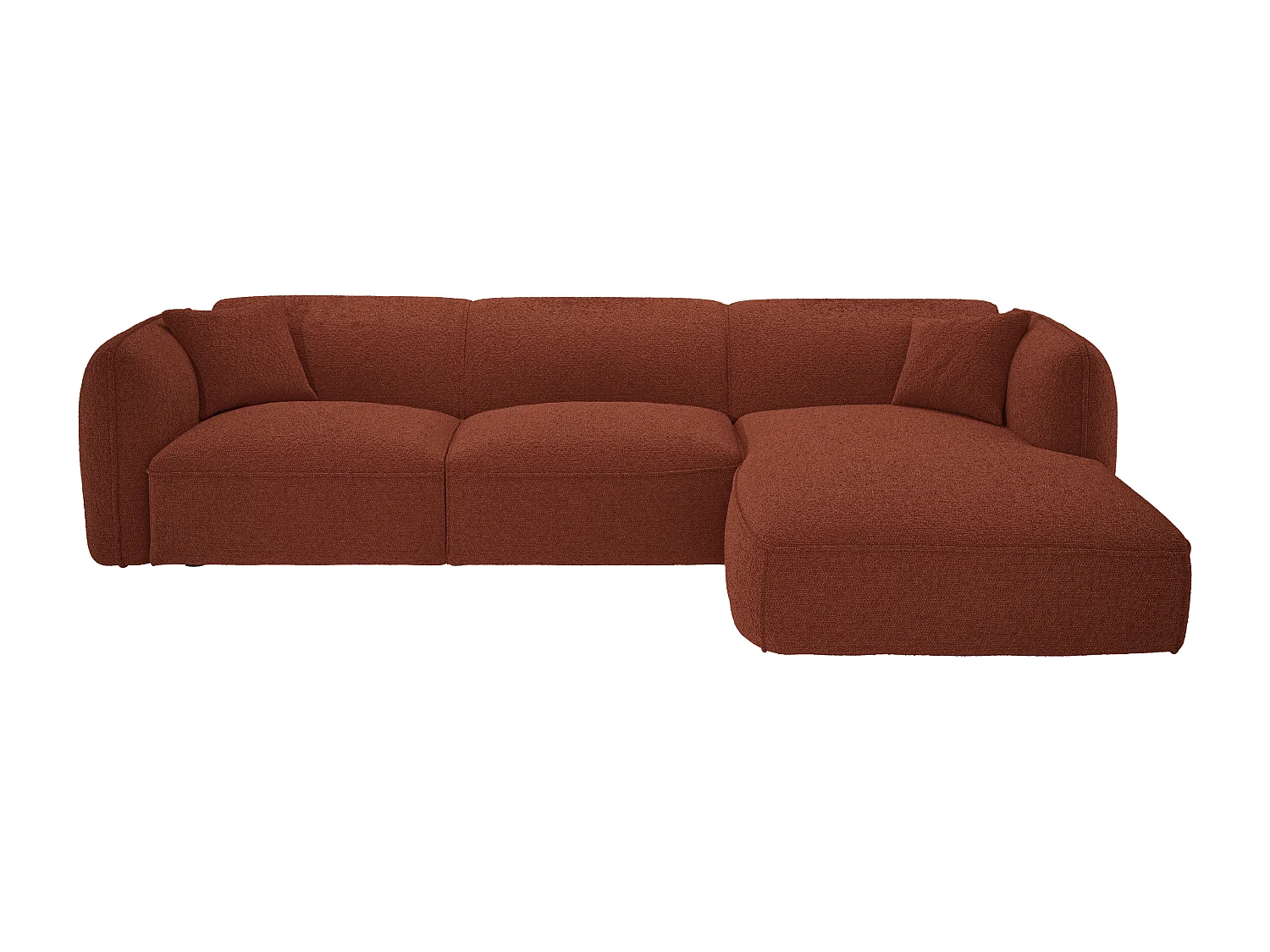 Canapé d'angle droit convertible en tissu chenille terracotta CAMILIO de Maison Céphy