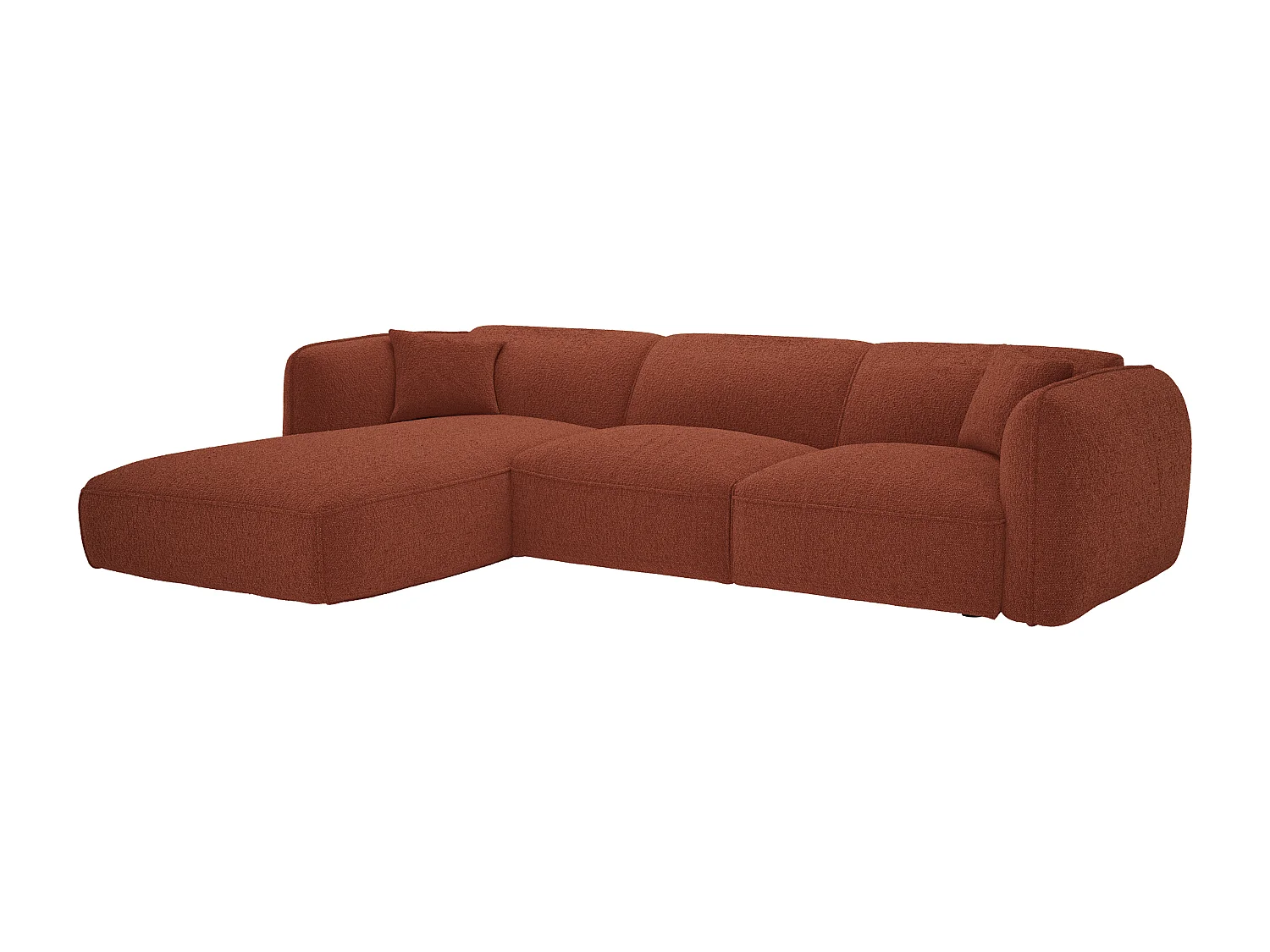 Canapé d'angle gauche convertible en tissu chenille terracotta CAMILIO de Maison Céphy