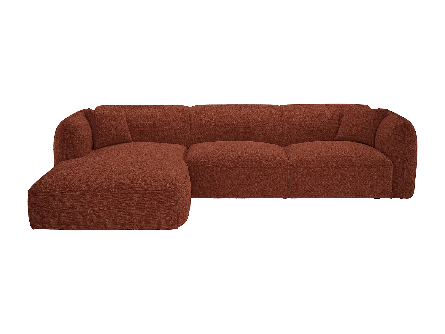 Canapé d'angle gauche convertible en tissu chenille terracotta CAMILIO de Maison Céphy
