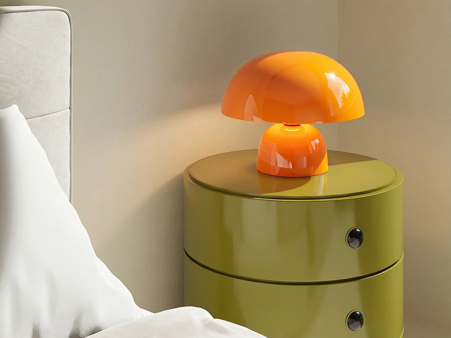 Lampe à poser champignon en métal - D. 31 x H.25 cm - Jaune brillant - SIDNEY