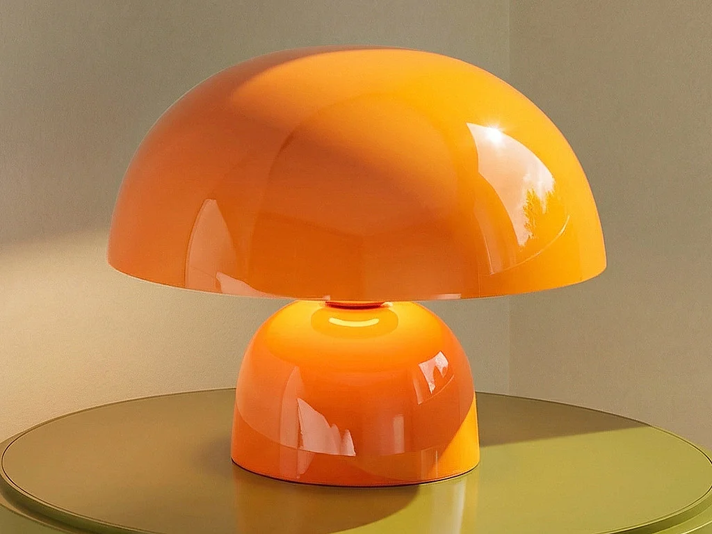 Lampe à poser champignon en métal - D. 31 x H.25 cm - Jaune brillant - SIDNEY
