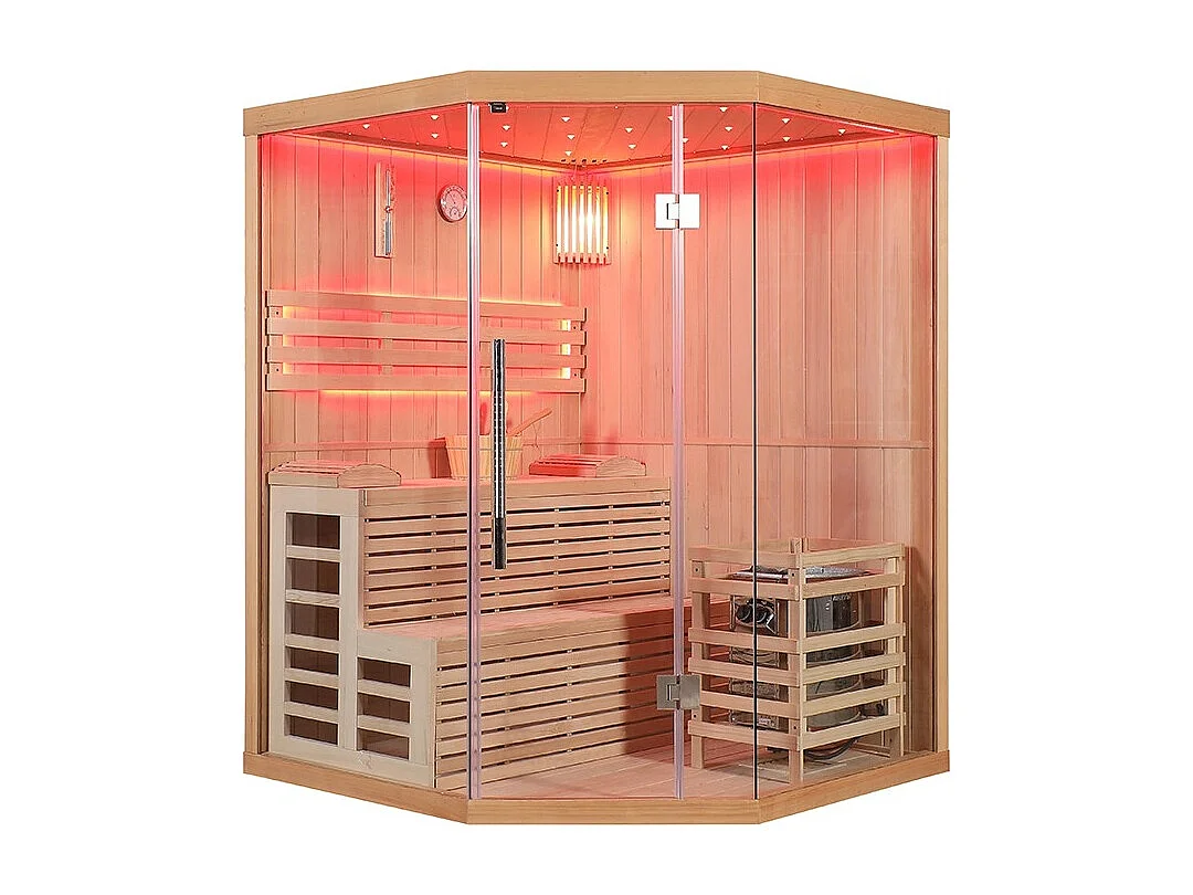Sauna d'angle finlandais Nordica® Vapeur V34 - 3-4 places - 150 x 150 x H.200