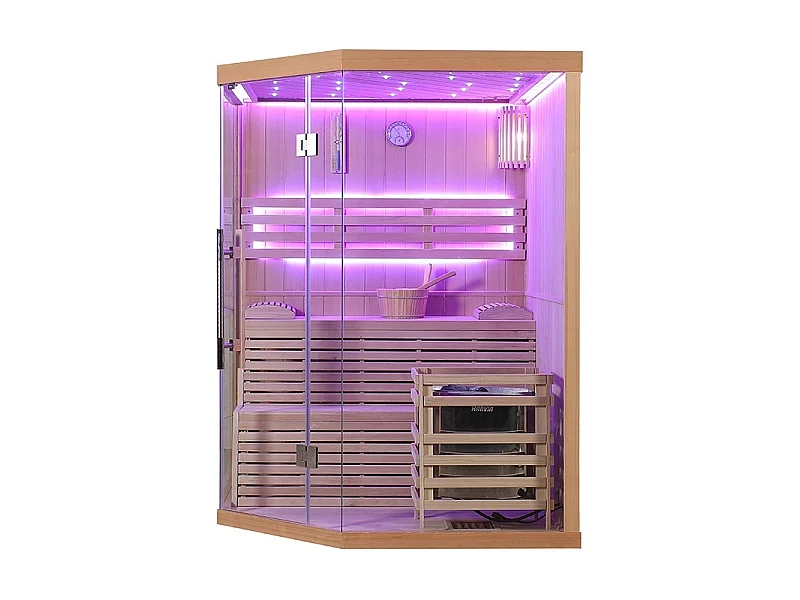 Sauna d'angle finlandais Nordica® Vapeur V34 - 3-4 places - 150 x 150 x H.200