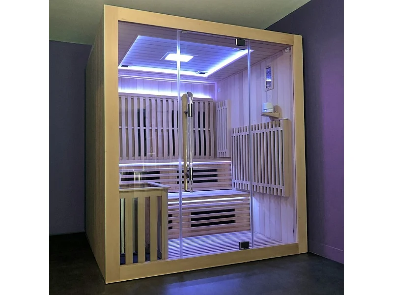 Sauna Combi Boreal® Elégance PRO 6 - 180x180 Infrarouge + Vapeur