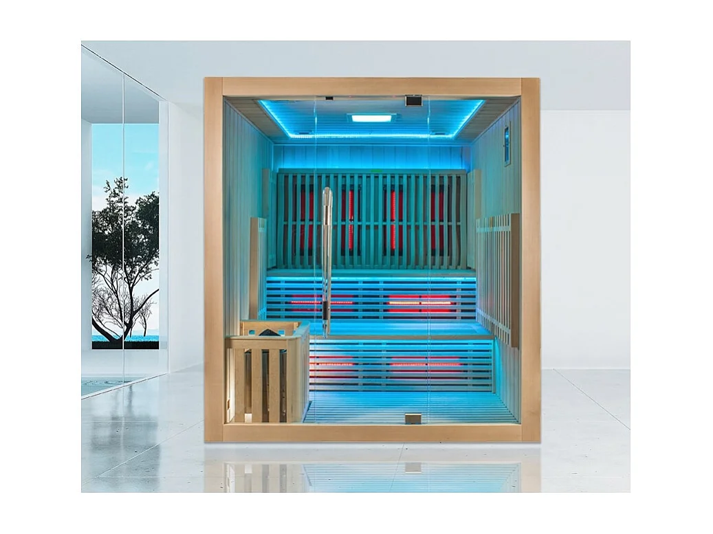 Sauna Combi Boreal® Elégance PRO 6 - 180x180 Infrarouge + Vapeur