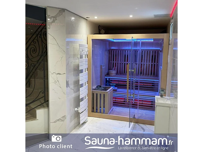 Sauna Combi Boreal® Elégance PRO 6 - 180x180 Infrarouge + Vapeur
