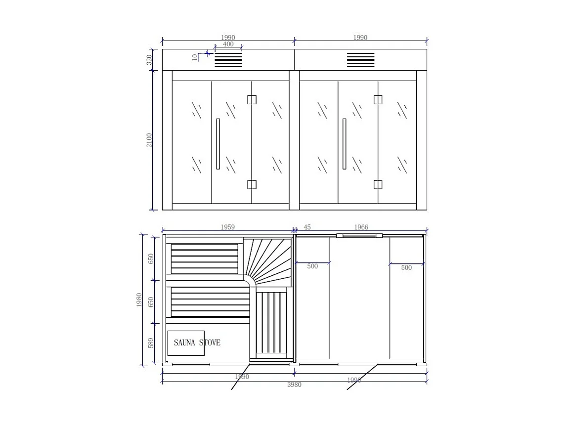 Combi Sauna Hammam BOREAL® SEQUOIA 4X2 mètres