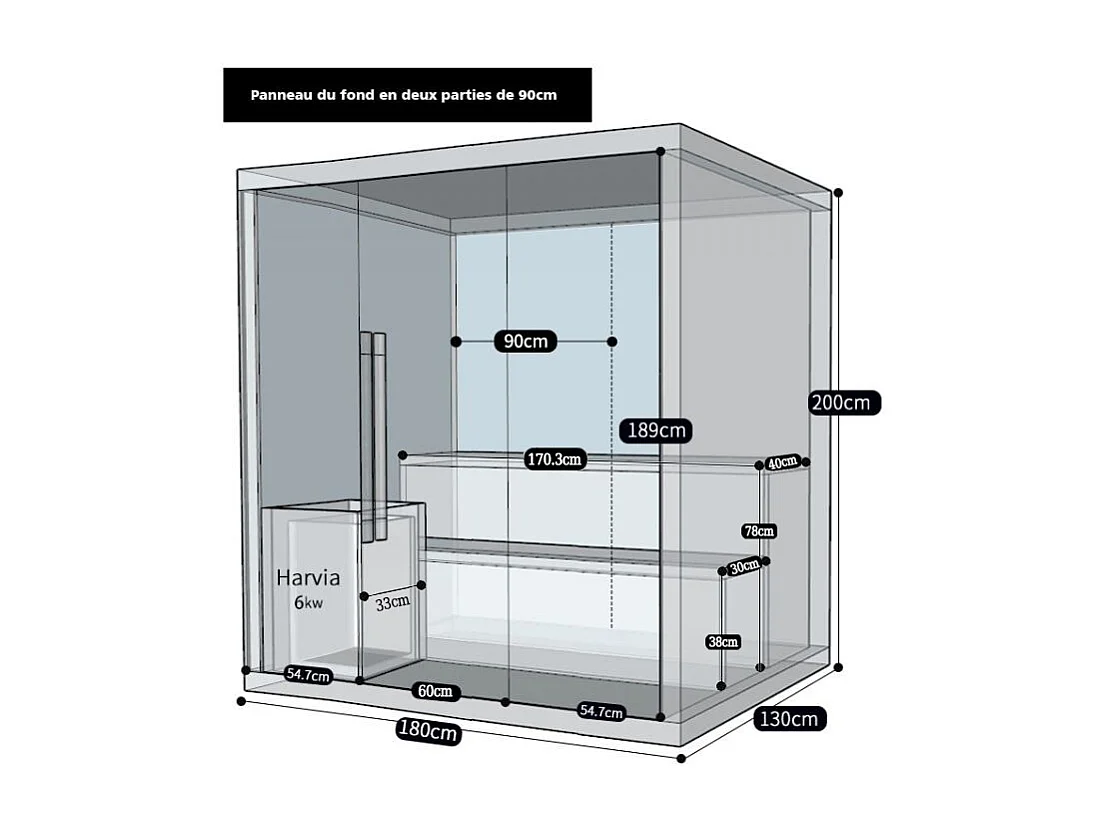 Sauna finlandais Nordica® Vapeur V45 - 4-5 places - 180 x 130 x H.200
