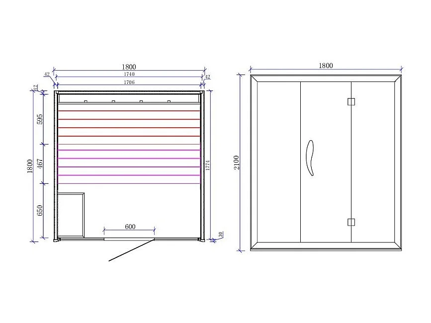 Sauna traditionnel Boreal® CELEST 180 - 4 places - 180*180*210 cm