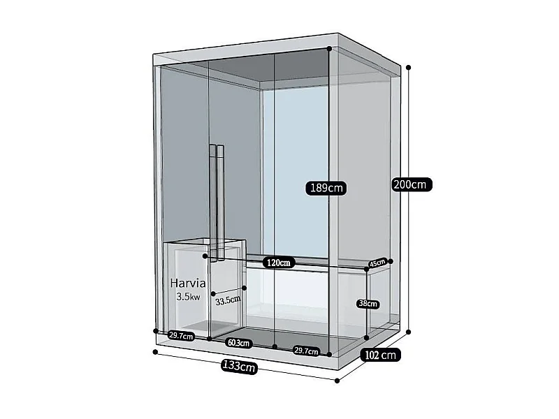 Sauna finlandais Nordica® Vapeur V12 - 1-2 places - 130 x 100 x H.200