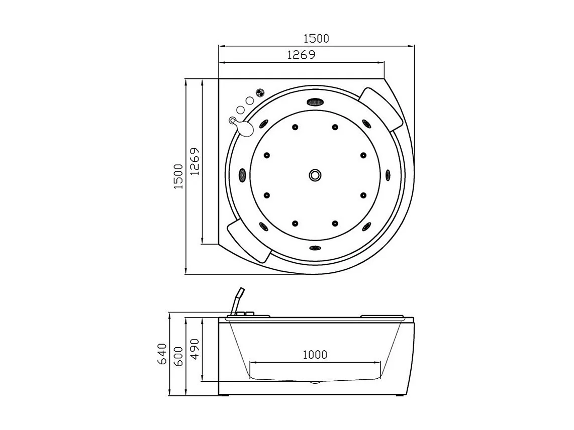 Baignoire balneo d'angle ELIXIR 360 Archipel® 150x150