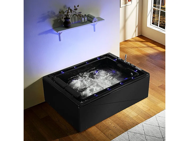 Baignoire balnéo VICTORIA BLACK 2 places 192x142 - GAUCHE