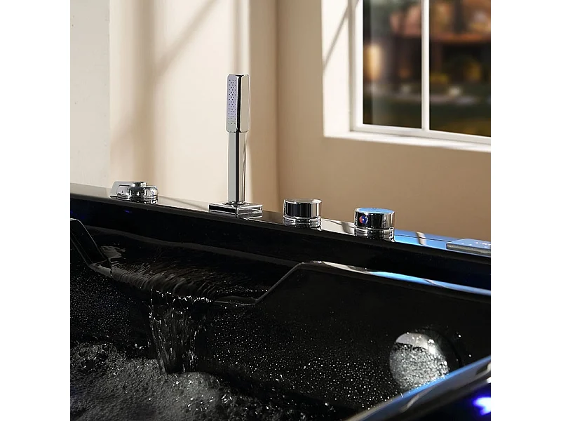 Baignoire balnéo VICTORIA BLACK 2 places 192x142 - GAUCHE