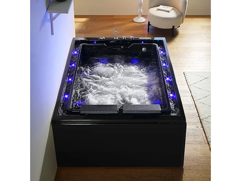 Baignoire balnéo VICTORIA BLACK 2 places 192x142 - GAUCHE