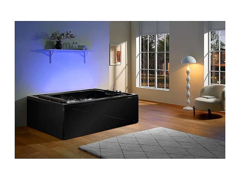 Baignoire balnéo VICTORIA BLACK 2 places 192x142 - GAUCHE