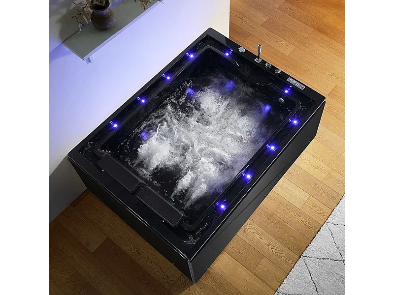 Baignoire balnéo VICTORIA BLACK 2 places 192x142 - GAUCHE