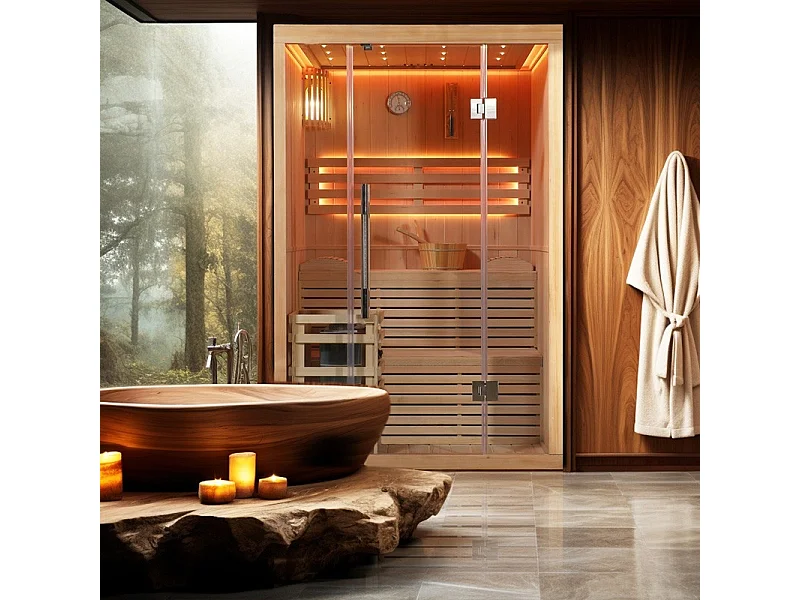 Sauna finlandais Nordica® Vapeur V23-S (1 à 2 places) - 130 x 120 x H.200