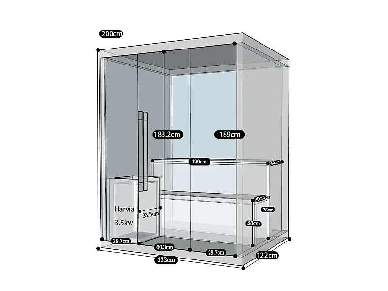 Sauna finlandais Nordica® Vapeur V23-S (1 à 2 places) - 130 x 120 x H.200