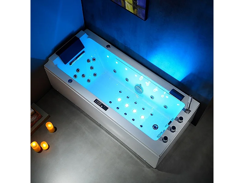 Baignoire balneo Lord Solo BLANC 1 place ARCHIPEL® 170x75 - DROITE