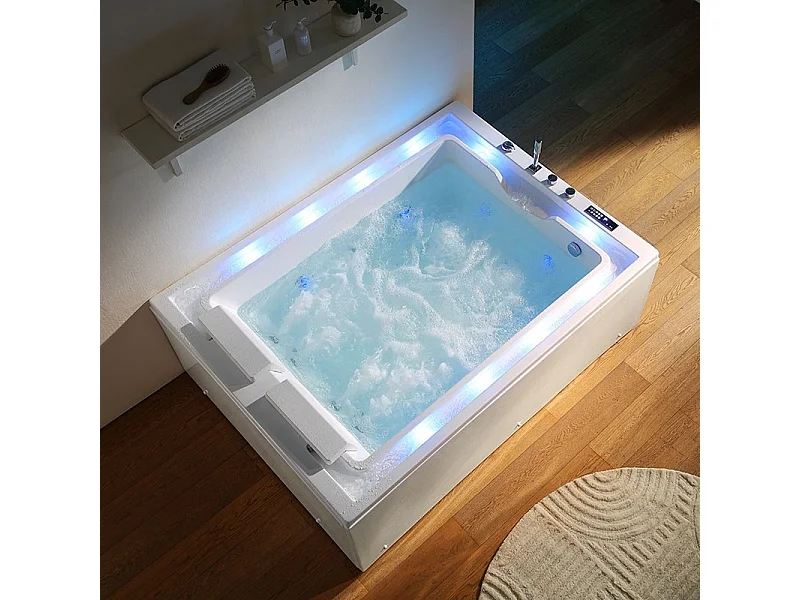 Baignoire balnéo VICTORIA BLANC 2 places 192x142 - GAUCHE