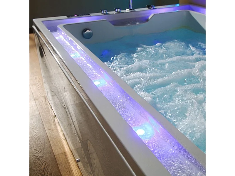 Baignoire balnéo VICTORIA BLANC 2 places 192x142 - GAUCHE