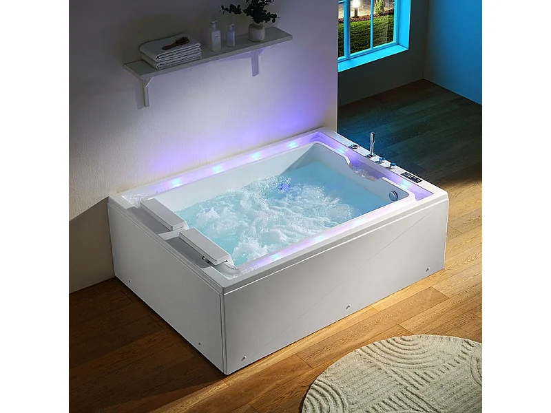 Baignoire balnéo VICTORIA BLANC 2 places 192x142 - GAUCHE