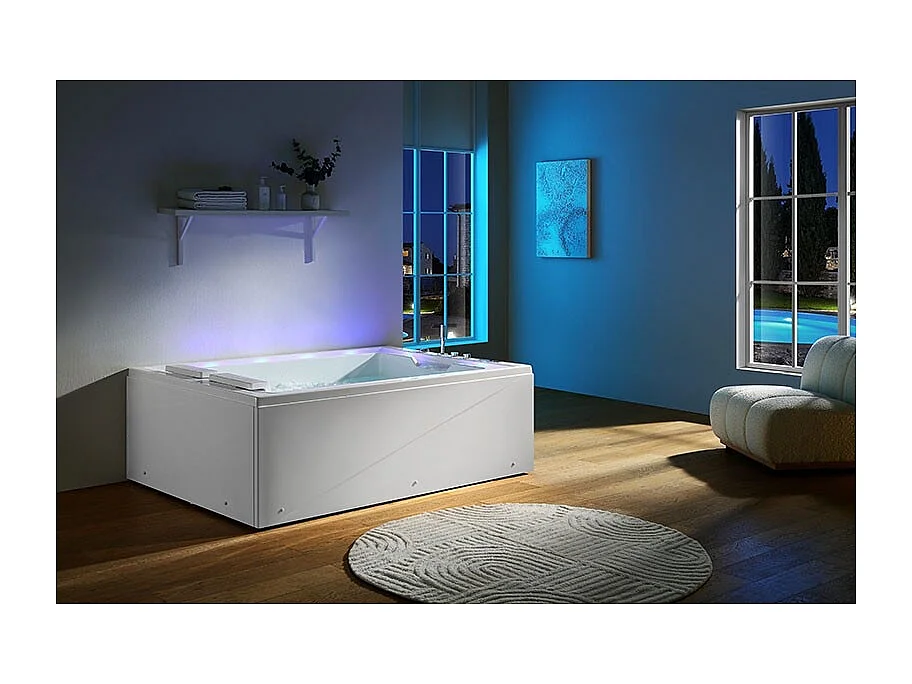 Baignoire balnéo VICTORIA BLANC 2 places 192x142 - GAUCHE