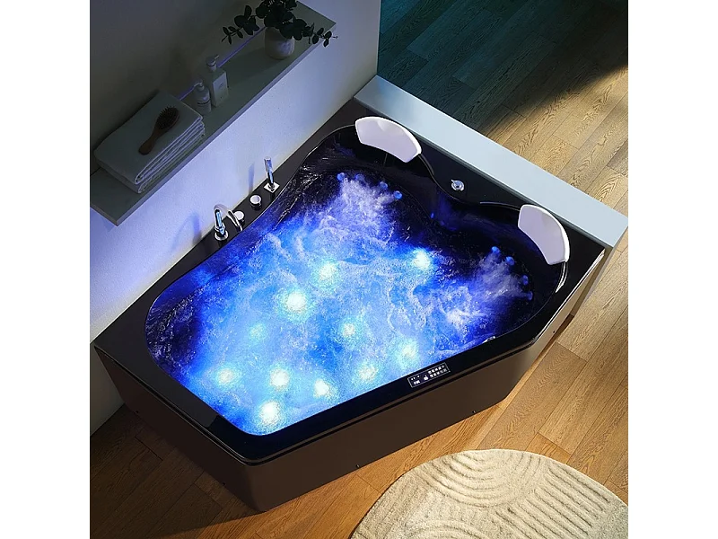 Baignoire balnéo MARINA BLACK 2 places ARCHIPEL® 181x151 - DROITE