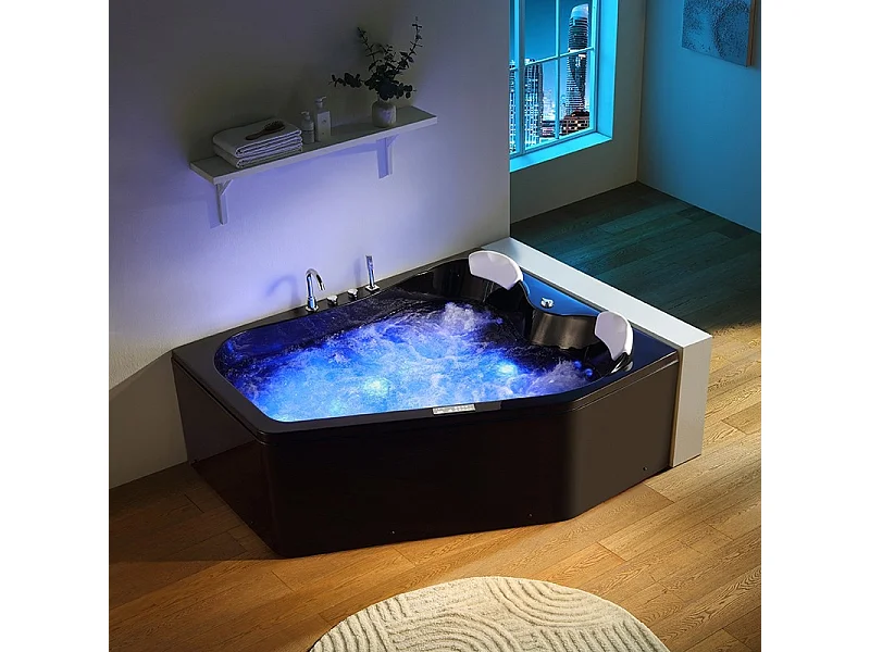 Baignoire balnéo MARINA BLACK 2 places ARCHIPEL® 181x151 - DROITE