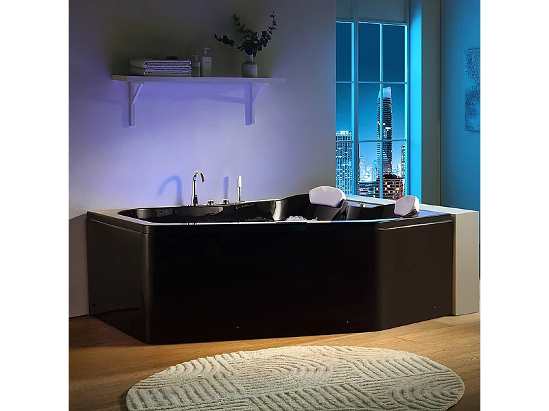 Baignoire balnéo MARINA BLACK 2 places ARCHIPEL® 181x151 - DROITE