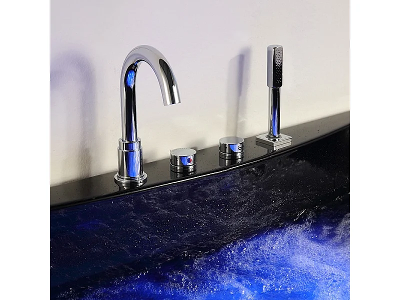 Baignoire balnéo MARINA BLACK 2 places ARCHIPEL® 181x151 - DROITE