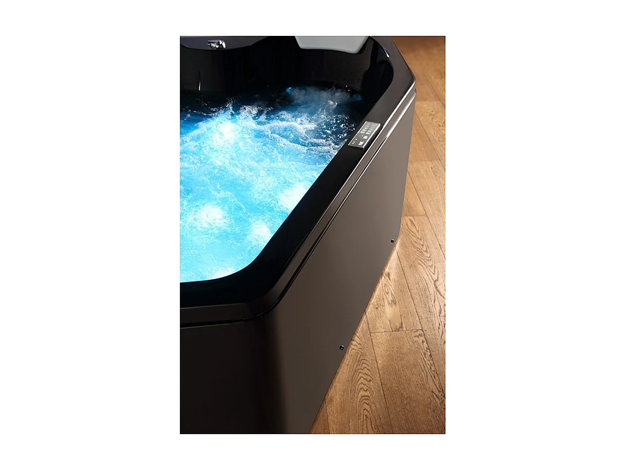 Baignoire balnéo MARINA BLACK 2 places ARCHIPEL® 181x151 - DROITE