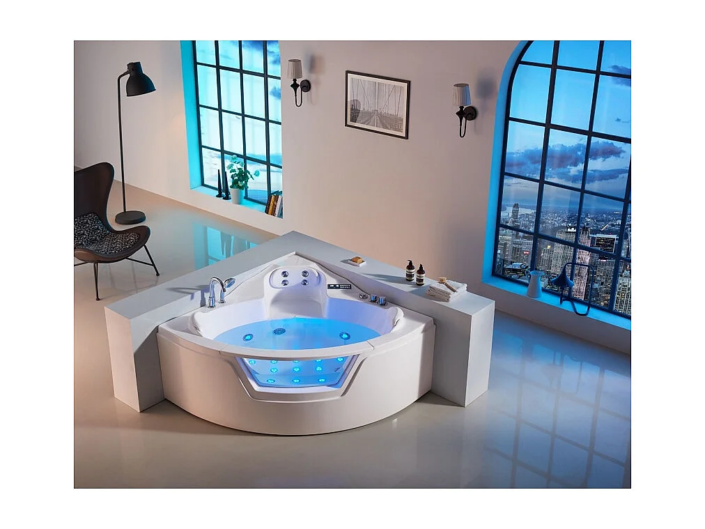 Baignoire balneo d'angle RIVAGE 141C Archipel® 141x141