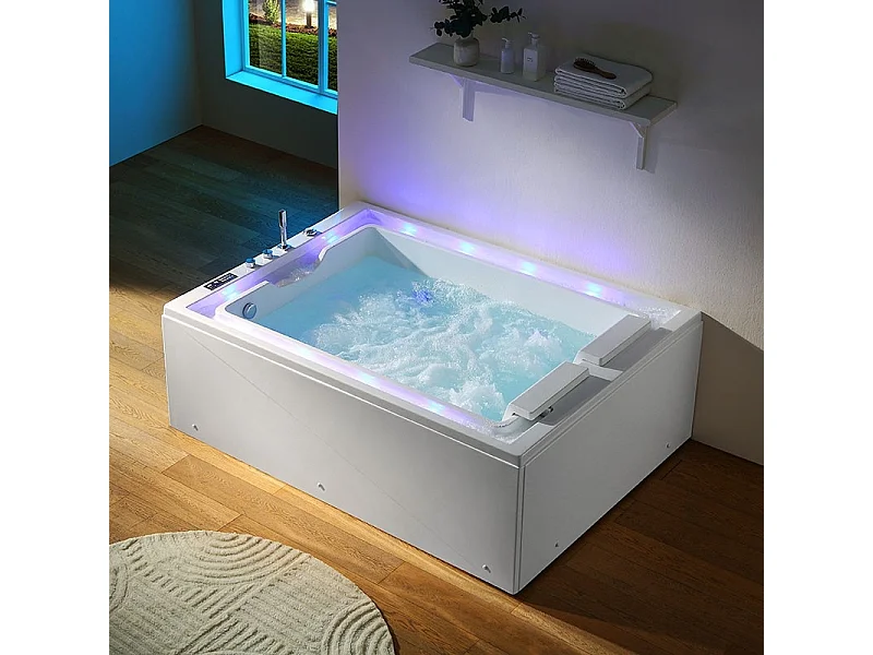 Baignoire balnéo VICTORIA BLANC 2 places 192x142 - DROITE