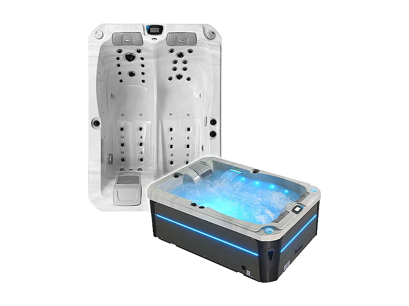 Spa 2 places allongées Archipel® GT2 PRO MAX BLANC MARBRE LED - Spa Thérapeutique Balboa 210x148