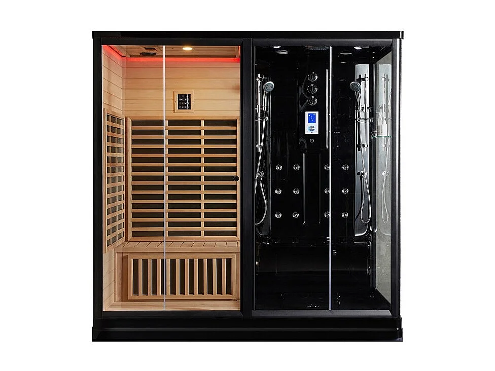 Combi Sauna Infrarouge Douche Hammam Boreal® IR-H-220G BLACK - gauche