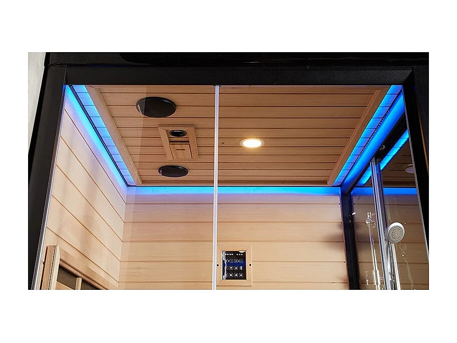 Combi Sauna Infrarouge Douche Hammam Boreal® IR-H-220G BLACK - gauche