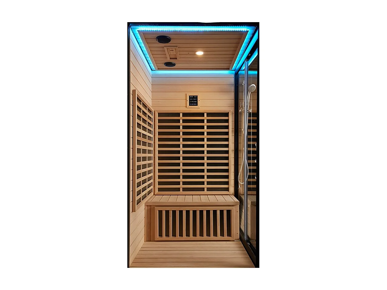 Combi Sauna Infrarouge Douche Hammam Boreal® IR-H-220G BLACK - gauche