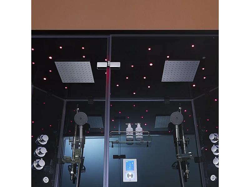 Cabine douche hammam 2 places XDUAL 160 MIROIR BLUE Archipel® - 160x90 cm