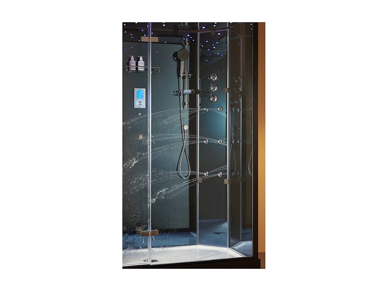 Cabine douche hammam 2 places XDUAL 160 MIROIR BLUE Archipel® - 160x90 cm