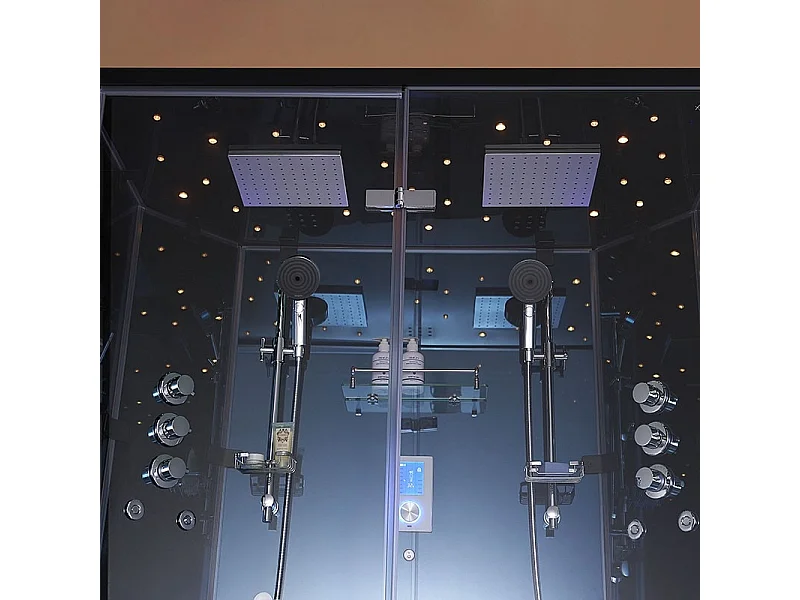 Cabine douche hammam 2 places XDUAL 140 MIROIR BLEU Archipel® - 140x90 cm