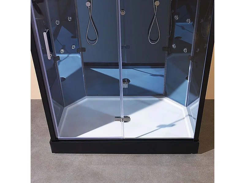 Cabine douche hammam 2 places XDUAL 140 MIROIR BLEU Archipel® - 140x90 cm