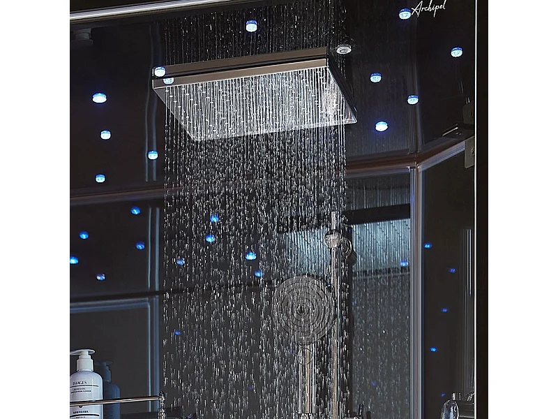 Cabine douche hammam 2 places XDUAL 140 MIROIR BLEU Archipel® - 140x90 cm