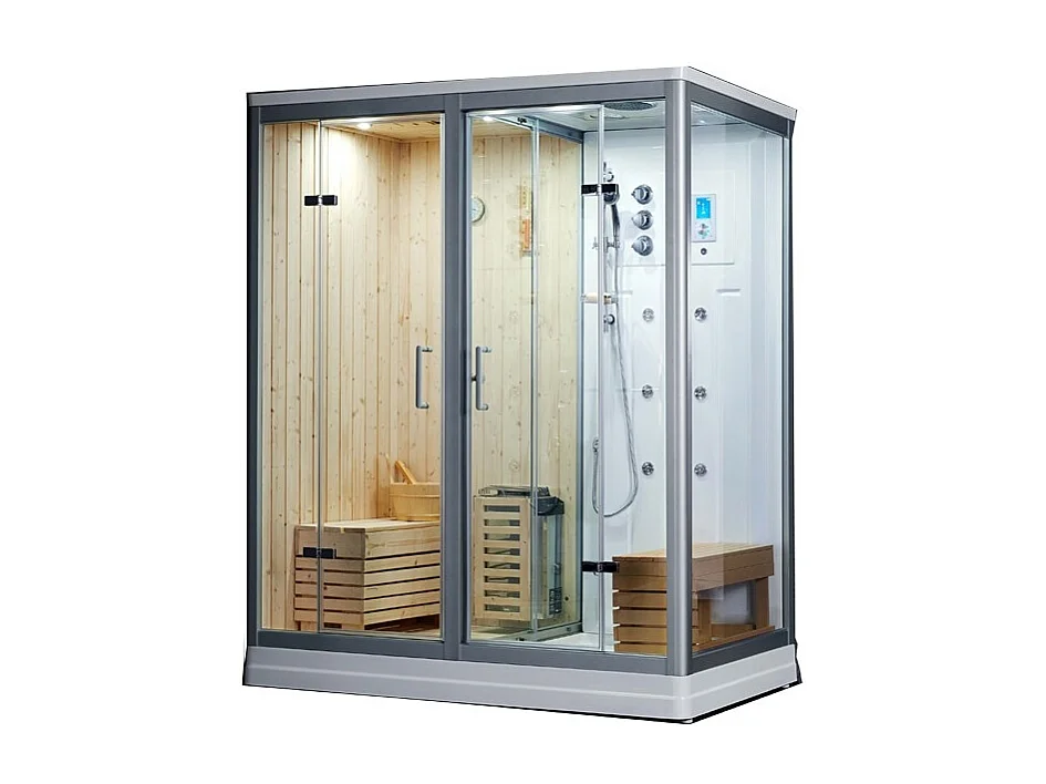 Combi Sauna Douche Hammam Boreal® SH180-G Blanc Gauche