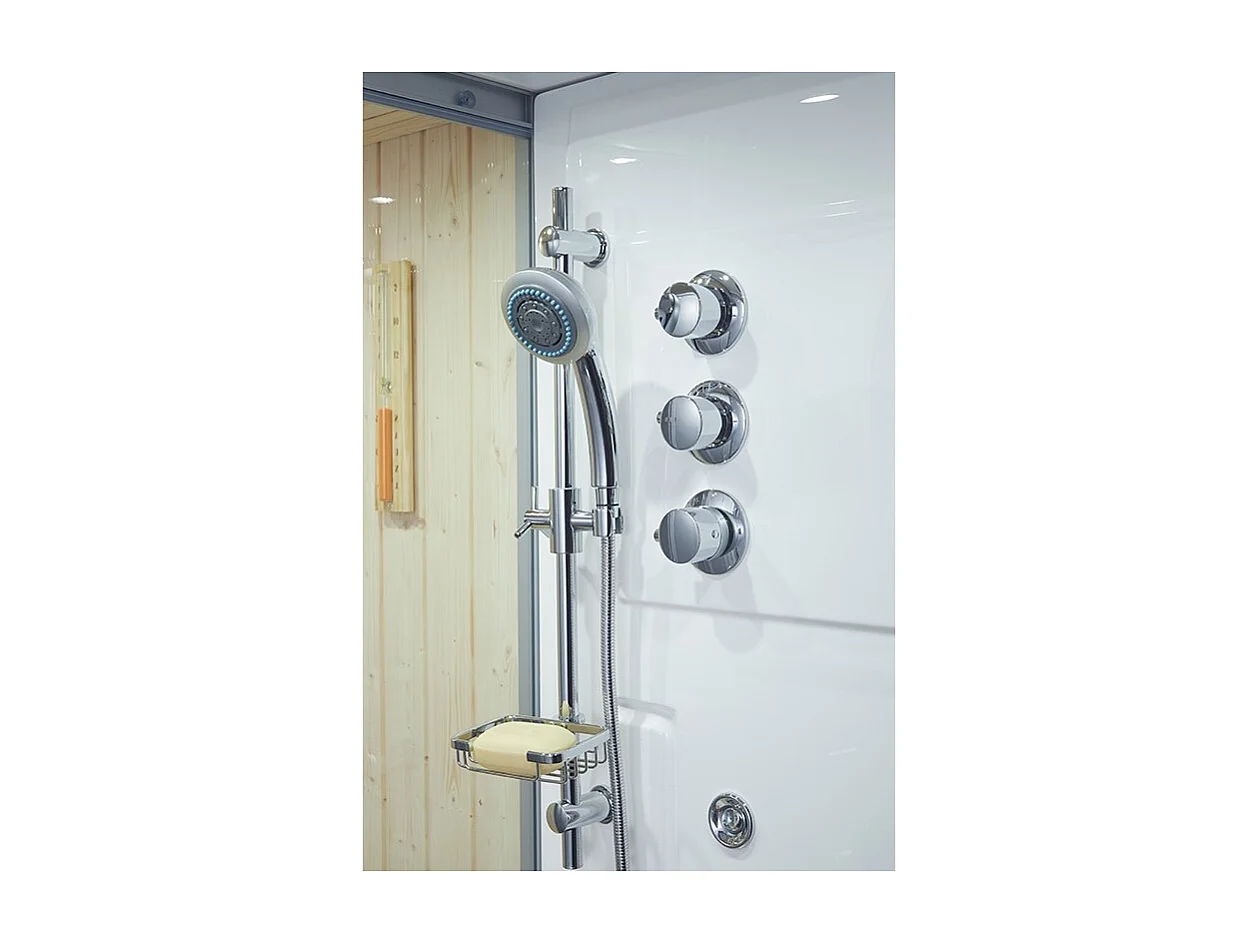 Combi Sauna Douche Hammam Boreal® SH180-G Blanc Gauche